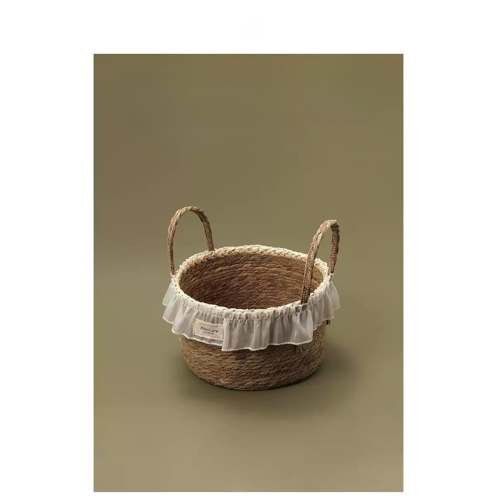 Nordic Lace Woven Straw Handheld Storage Basket