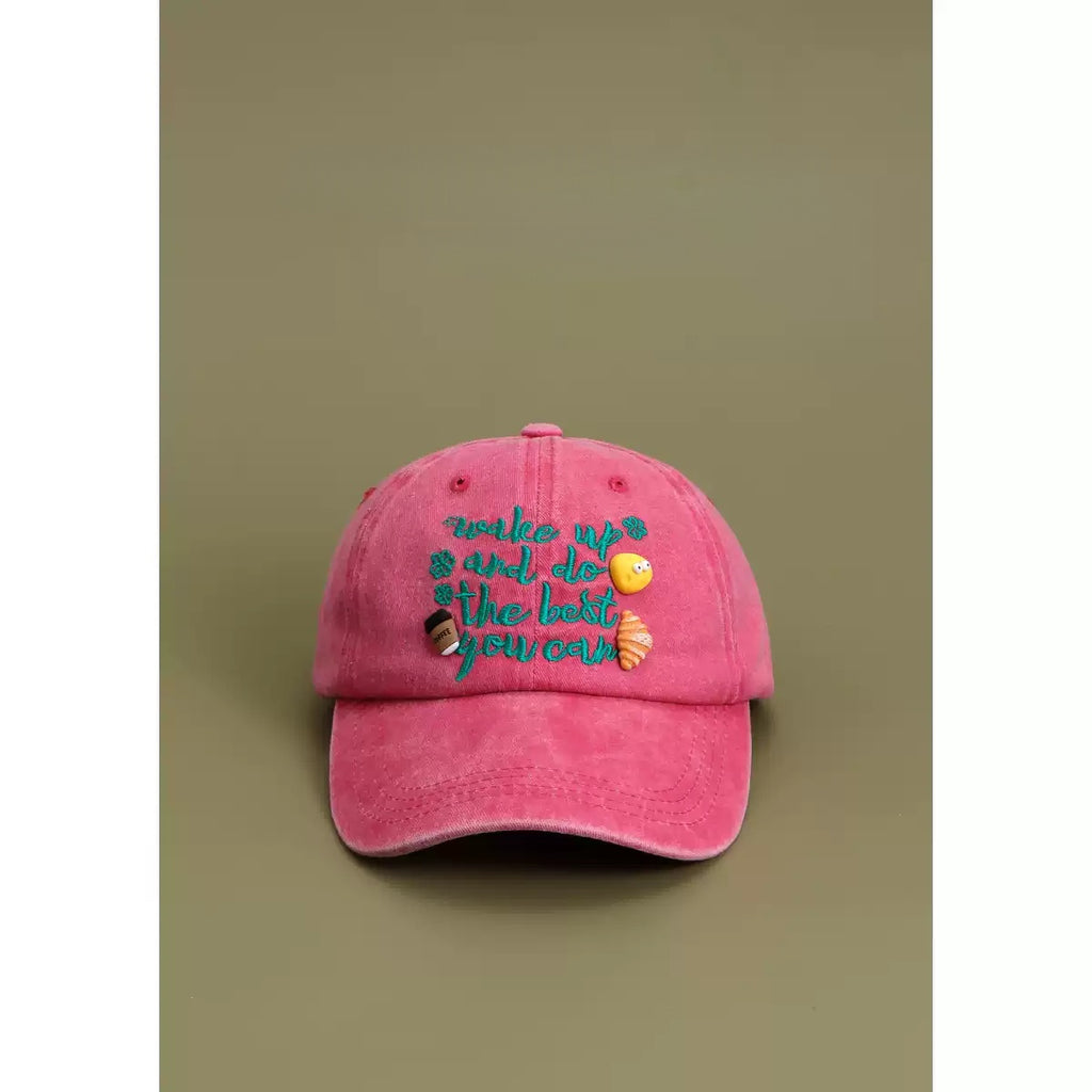 Washed Embroidered Letter Baseball Cap