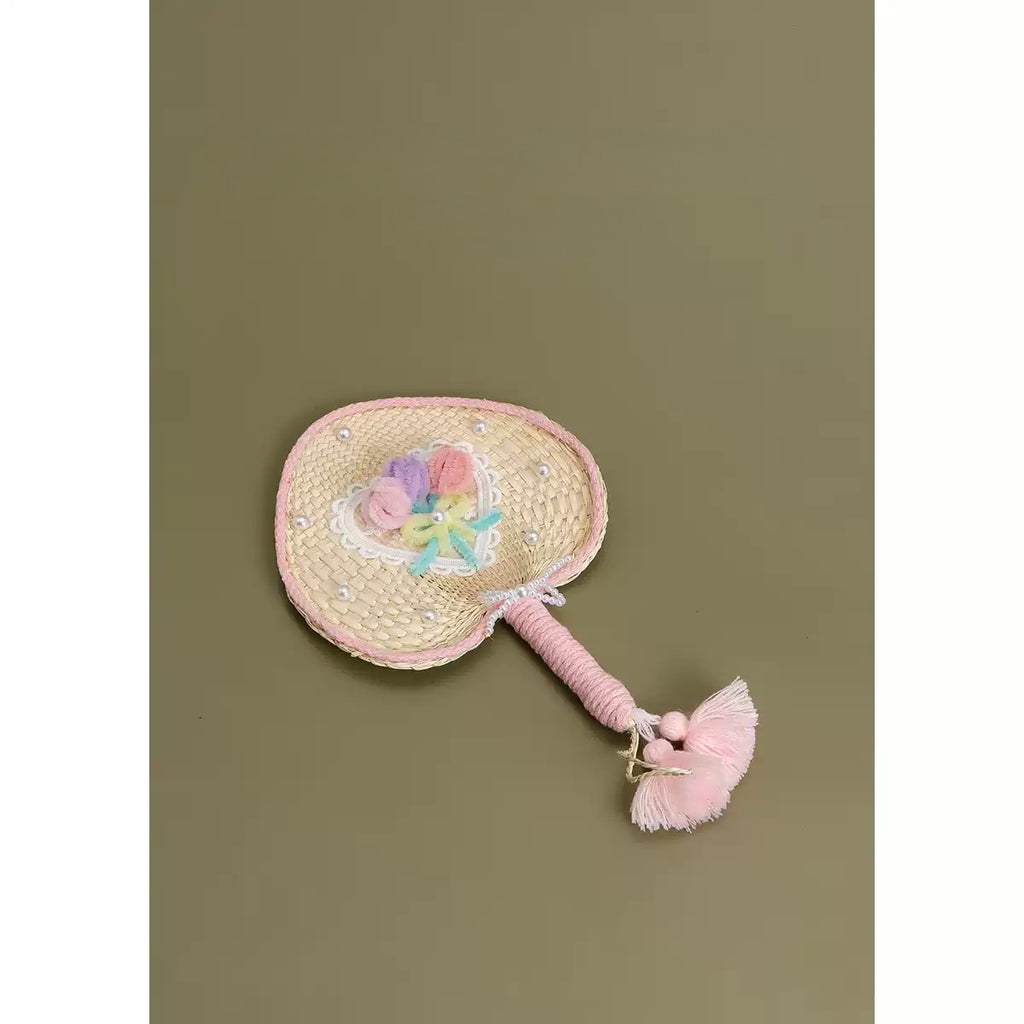Sweet Heart Pattern Woven Hand Fan