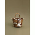 Pastoral Style Straw Handbag with Mushroom Girl Embroidery