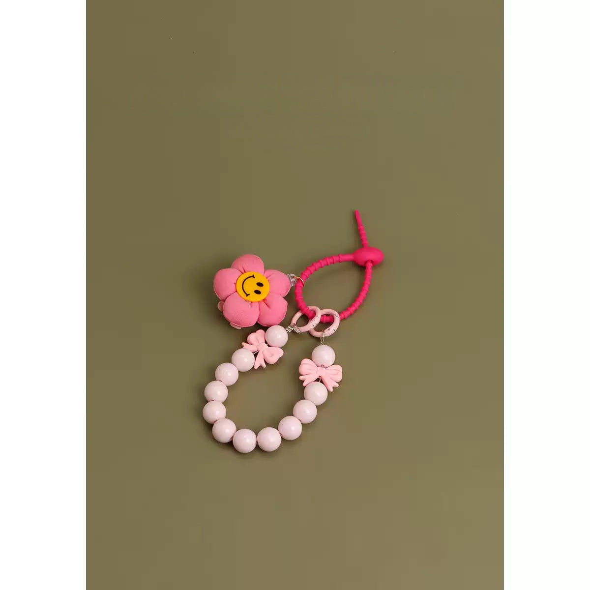 Candy Color Smiley Fabric Sunflower Beaded Key chain