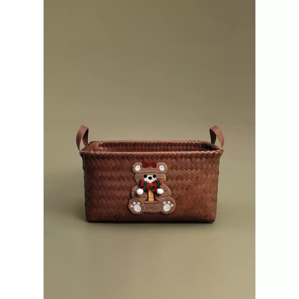 Cute Bear Shaped Rattan Storage Basket