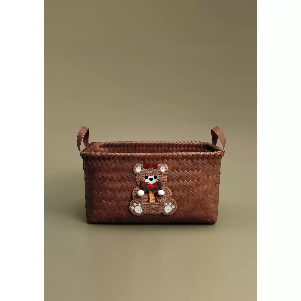 Cute Bear Shaped Rattan Storage Basket