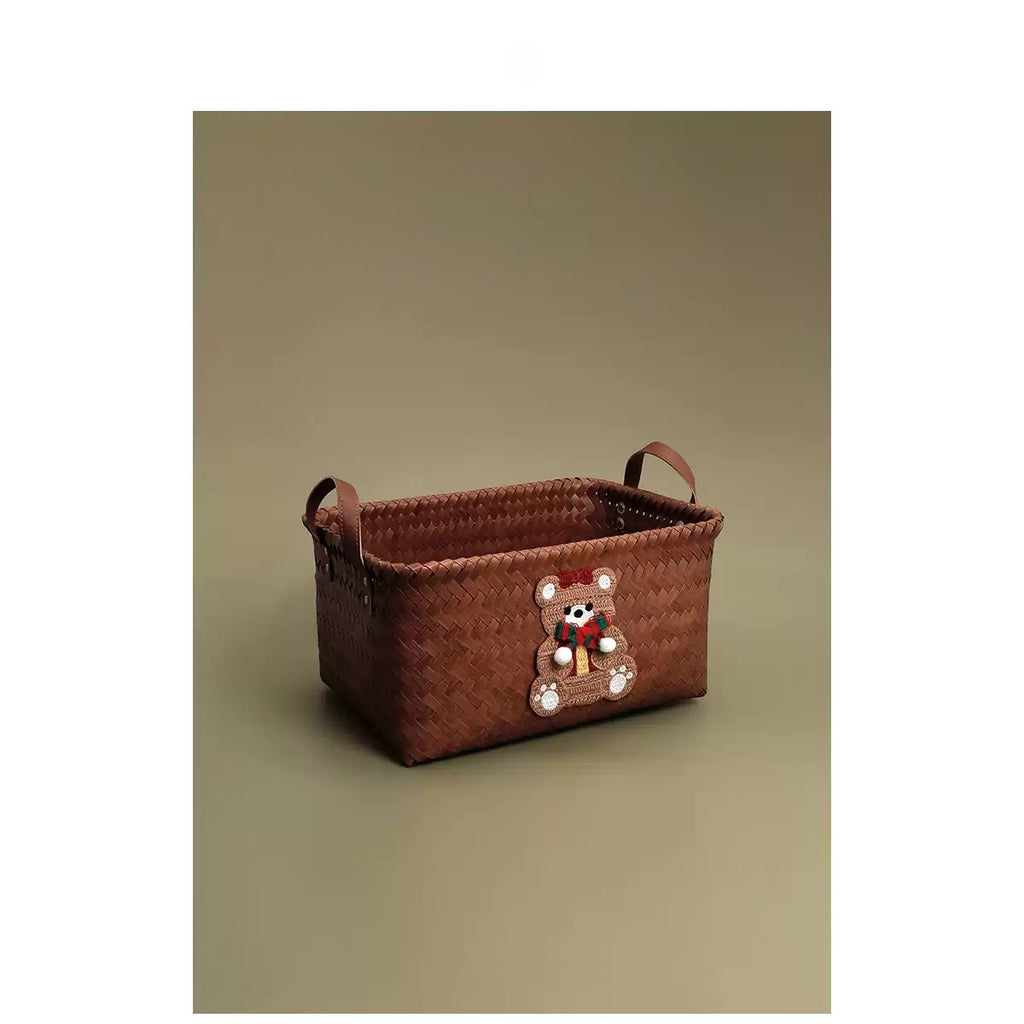 Cute Bear Shaped Rattan Storage Basket