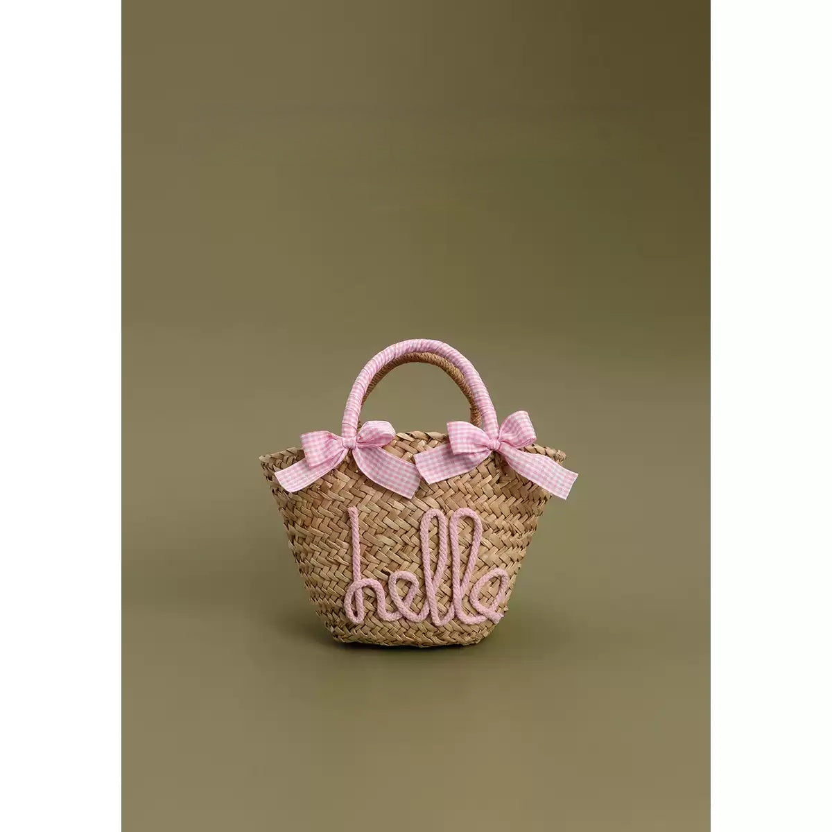 Straw Woven Basket Bag With Bow Knot