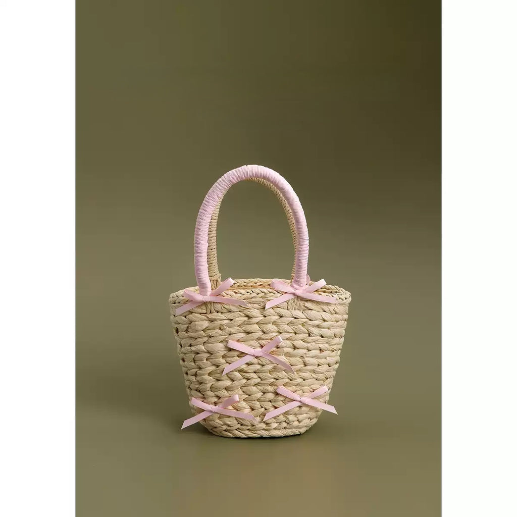 Summer Sweet Bow Woven Handbag