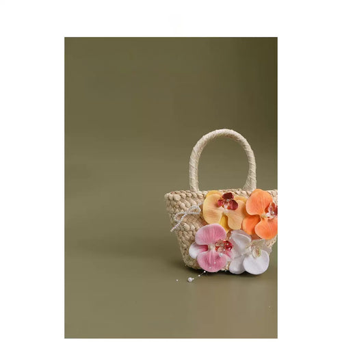 Boho Phalaenopsis Floral Woven Handbag