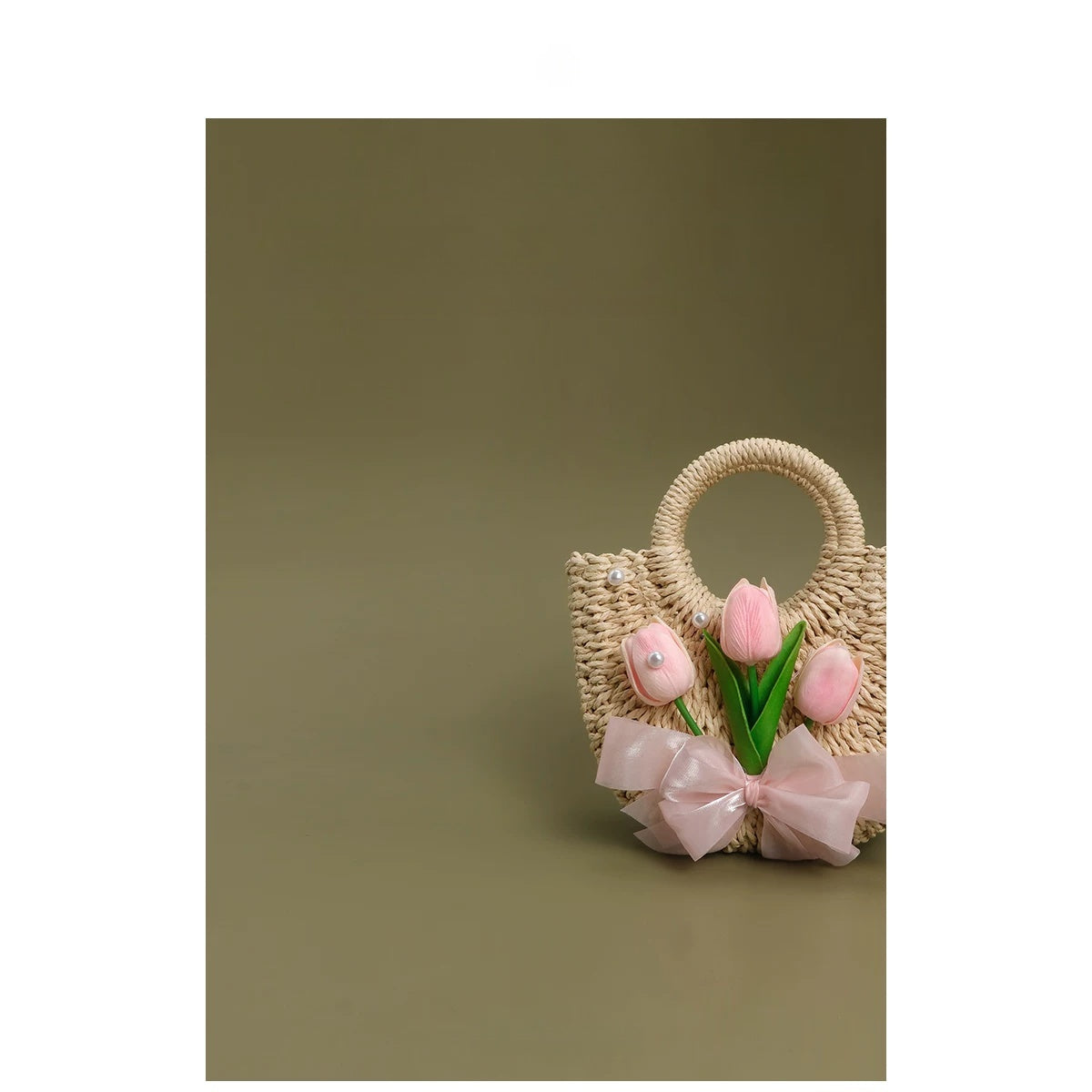 Summer Tulip Straw Woven Bag