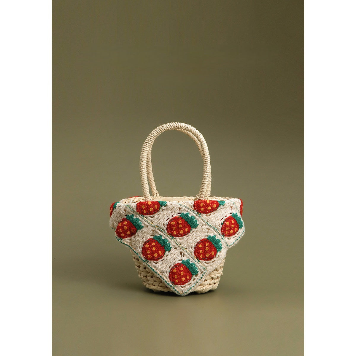 Rustic Mini Strawberry Woven Basket Bag