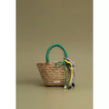 Summer Straw Woven Basket Bag With Nylon Rope Charms