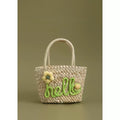 Handwoven Puff Flower Letter Basket Bag