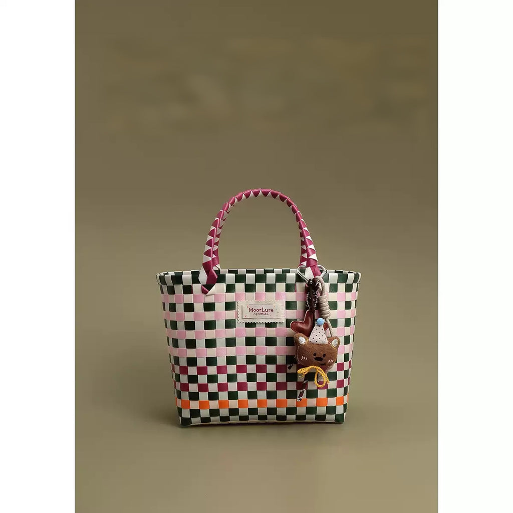 Hand Woven Bag with Bear Pendant