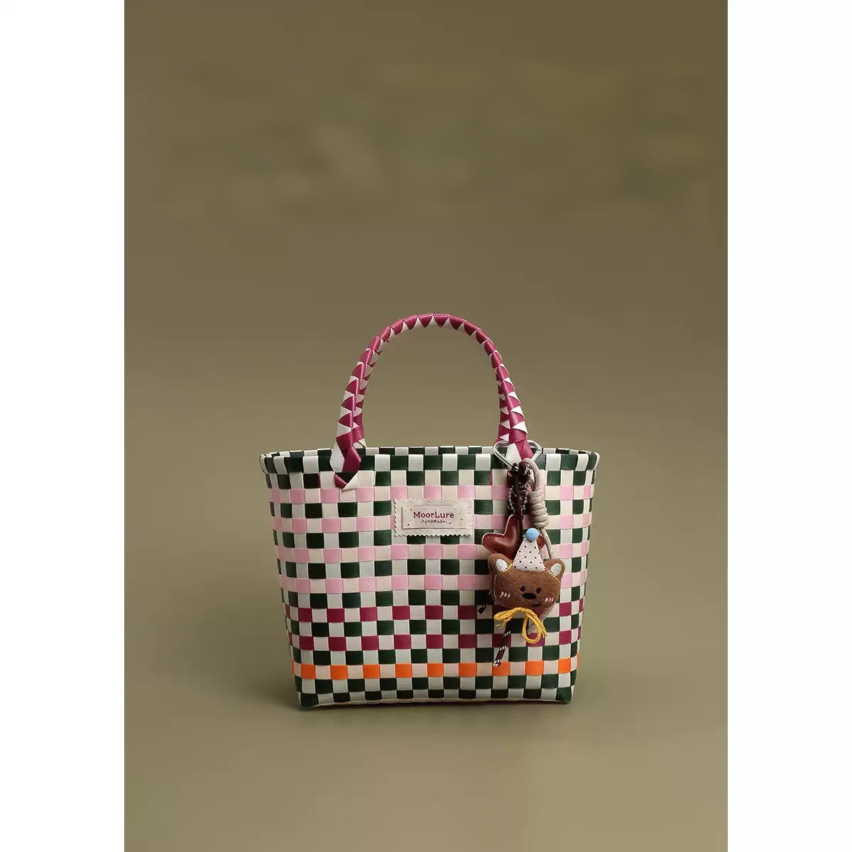 Hand Woven Bag with Bear Pendant