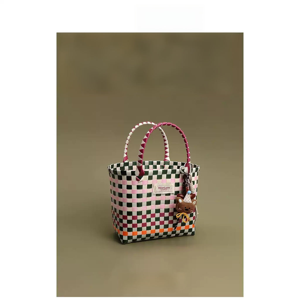 Hand Woven Bag with Bear Pendant