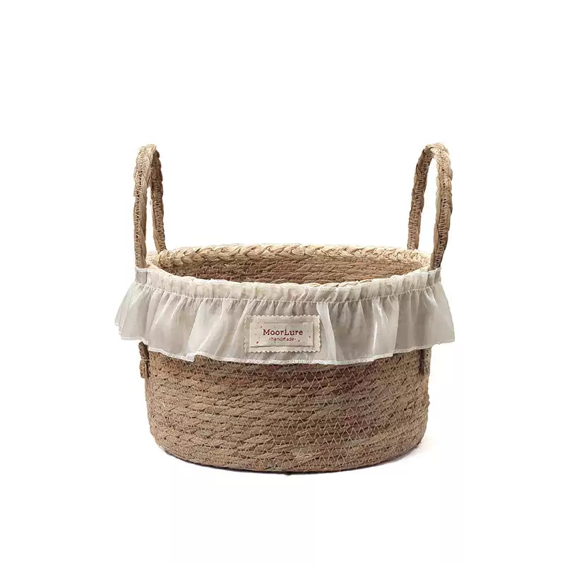Nordic Lace Woven Straw Handheld Storage Basket